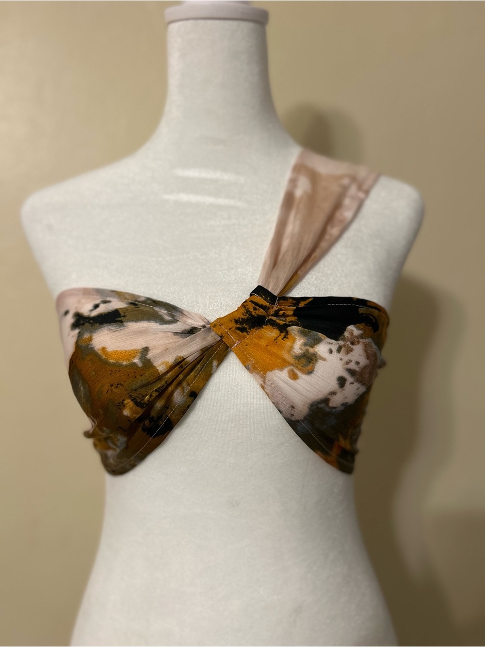 PrettyLittleThing Pink, Mustard & Black Twist Bandeau Top